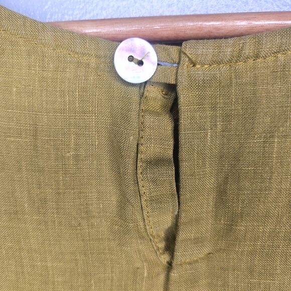 BRYN WALKER 100% Linen Tunic Small Side Slits Sleeveless Green Beachy Lagenlook - Picture 5 of 9